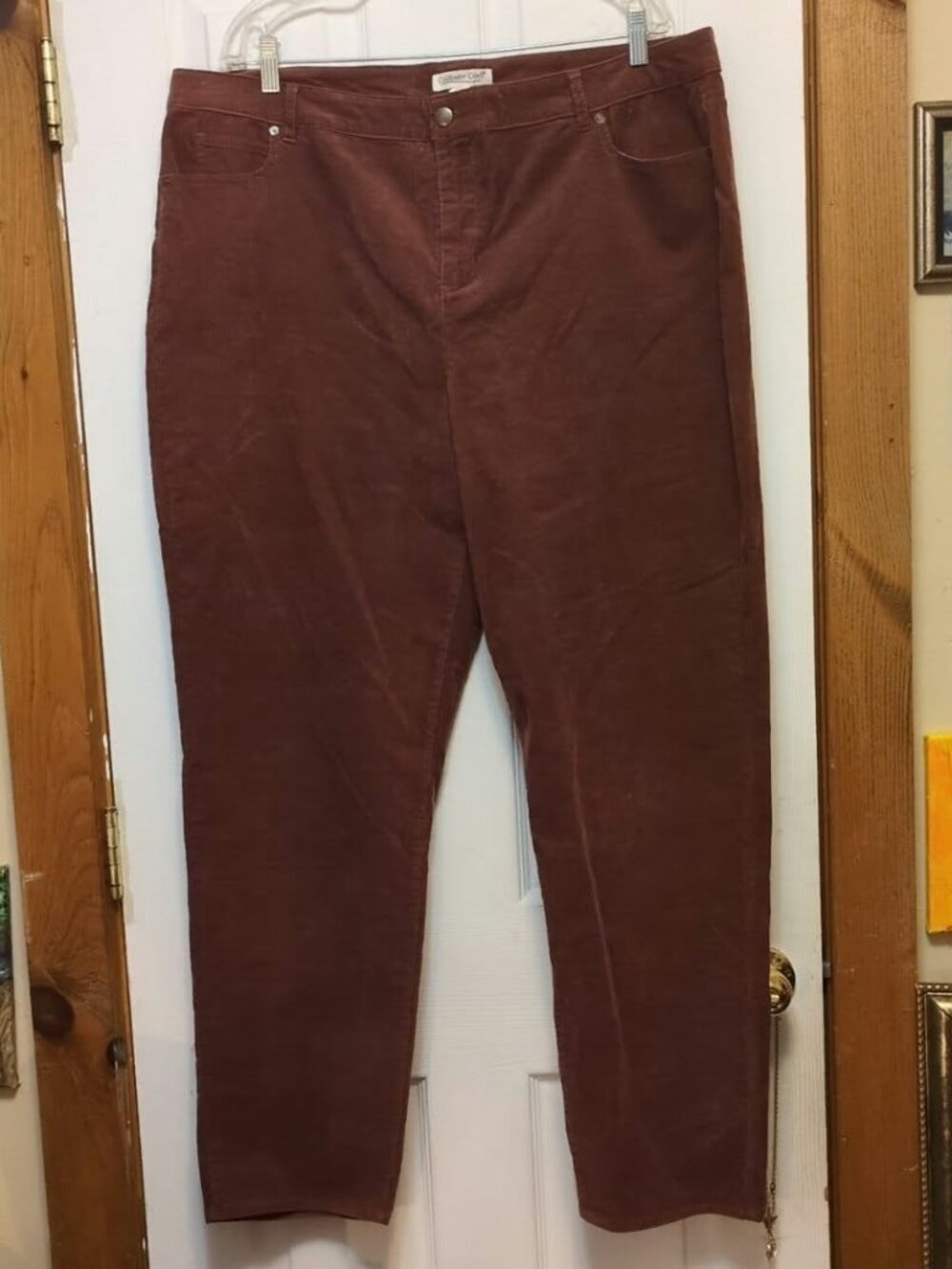 Coldwater Creek Corduroy Pants Size 20W Plus Brown Straight Leg Pinwale Stretch